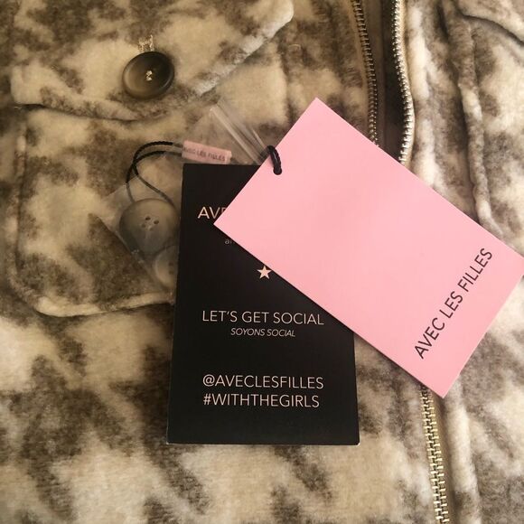 Avec Les Filles Women’s Small Cropped Houndstooth Jacket. Beige And Cream. NWT - Picture 7 of 7